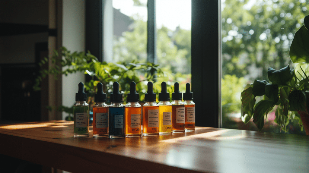 plusieurs flacons d'e-liquide